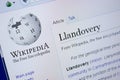 Ryazan, Russia - September 09, 2018 - Wikipedia page about Llandovery on a display of PC. Royalty Free Stock Photo