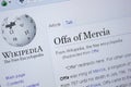Ryazan, Russia - September 09, 2018 - Wikipedia page about Offa of Mercia on a display of PC. Royalty Free Stock Photo