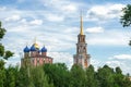 Ryazan, Russia. View on Ryazan Kremlin with Bell Tower, Cathedral of the Nativity of Christ, Dormition Cathedral and Royalty Free Stock Photo