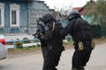 Soldiers of the police detachment of special purpose `Thunder` conduct training to neutralize terrorists Royalty Free Stock Photo