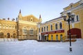 Old houses on Red Square, Rybinsk. Yaroslavl region, Russia