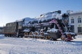 Old Soviet steam locomotive monument (L-5270, Lebedyanka), Rybinsk. Russia