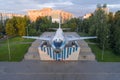 Monument to the Tu-104A aircraft close-up