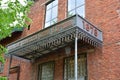 RYBINSK, RUSSIA. Canopy with the sign-inscription `Brewing Partnership of Bohemia I. Durdin 1878.` The building of the old brewe Royalty Free Stock Photo