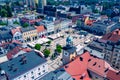 Rybnik. Poland. Aerial view of main square and city center of Rybnik, Upper Silesia. Poland