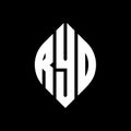 RYD circle letter logo design with circle and ellipse shape. RYD ellipse letters with typographic style. The three initials form a Royalty Free Stock Photo