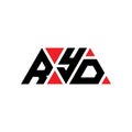 RYD triangle letter logo design with triangle shape. RYD triangle logo design monogram. RYD triangle vector logo template with red Royalty Free Stock Photo