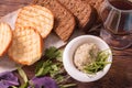 Rye bread and boiled egg with salt. Royalty Free Stock Photo