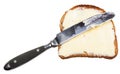 Rye bread and butter sandwich with black knife Royalty Free Stock Photo