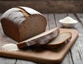 Rye bread cut into slices on a cutting board Royalty Free Stock Photo