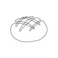 Rye bread one line art. Continuous line drawing of loaf of bread. Royalty Free Stock Photo