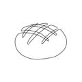 Rye bread one line art. Continuous line drawing of loaf of bread Royalty Free Stock Photo