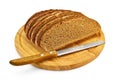 Rye bread on a round board with a knife Royalty Free Stock Photo