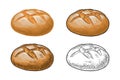 Rye bread. Vector color hand drawn realistic illustration Royalty Free Stock Photo