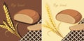 Rye bread and wheat ears. Labels for design Royalty Free Stock Photo