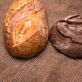 Rye bread,white bread on the table close-up,with space Royalty Free Stock Photo