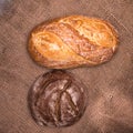 Rye bread,white bread on the table close-up,with space Royalty Free Stock Photo