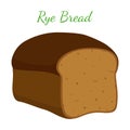 Rye bread, whole grain loaf, bakery, pastry. Cartoon style. Vector Royalty Free Stock Photo