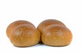 Rye buns isolated against a white background in close up Royalty Free Stock Photo