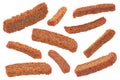 Rye crackers stick set on white Royalty Free Stock Photo