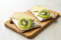 Rye Cripsbread with Cream Cheese, Apple Slices and Kiwi Fruit / Healthy Snacks Recipe
