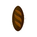 Rye dark bread, loaf icon, vector illustration isolated on a white background.