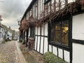 RYE, EAST SUSSEX, ENGLAND - The medieval Mermaid Inn built in Rye in 1420 along cobble stone Mermaid Street, Rye, Royalty Free Stock Photo