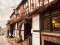 RYE, EAST SUSSEX, ENGLAND - The medieval Mermaid Inn built in Rye in 1420 along cobble stone Mermaid Street, Rye,