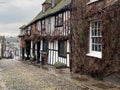 RYE, EAST SUSSEX, ENGLAND - The medieval Mermaid Inn built in Rye in 1420 along cobble stone Mermaid Street, Rye, Royalty Free Stock Photo