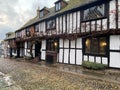 RYE, EAST SUSSEX, ENGLAND - The medieval Mermaid Inn built in Rye in 1420 along cobble stone Mermaid Street, Rye,