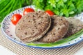 Rye flat bread for preparing healthy rye burgers. Close-up Royalty Free Stock Photo