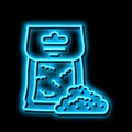 rye flour bag neon glow icon illustration