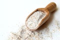 Rye flour in wooden scoop Royalty Free Stock Photo