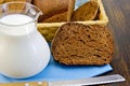 Rye homemade bread with milk Royalty Free Stock Photo