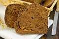 Rye homemade bread on a white napkin Royalty Free Stock Photo