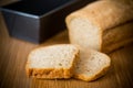 Rye homemade toaster bread in a metal form Royalty Free Stock Photo