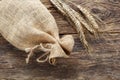 Rye with a linen bag Royalty Free Stock Photo