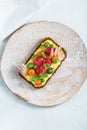 Rye sandwich with salmon and egg, smorrebrod Royalty Free Stock Photo