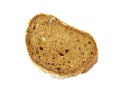 Rye walnuts bread slice isolated on white background. Royalty Free Stock Photo