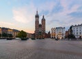 Rynek Glowny - The main square of Krakow in the morning Royalty Free Stock Photo