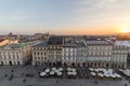 Rynek Glowny Main Square in Krakow at sunset Royalty Free Stock Photo