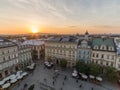 Rynek Glowny Main Square in Krakow at sunset Royalty Free Stock Photo