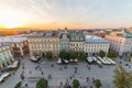 Rynek Glowny Main Square in Krakow at sunset Royalty Free Stock Photo