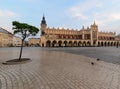 Rynek square in Krakow, Poland in the early morning Royalty Free Stock Photo