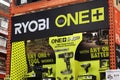 Ryobi one+ power tool display at hardware retailer Home Depot