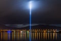 Ryoji Ikeda's Spectra illuminating the sky above Hobart's Bowen Bridge in Hobart, Tasmania Royalty Free Stock Photo