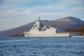 NATO Warship HNoMS Fridtjof Nansen F310 of the Royal Norwegian Navy in the Norwegian fjord