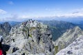 RYSY PEAK, POLAND - JULY 10 : People on top of the Rysy peak at