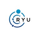 RYU letter technology logo design on white background. RYU creative initials letter IT logo concept. RYU letter design