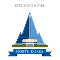 Ryugyong Hotel Pyongyang North Korea vector flat attraction Royalty Free Stock Photo